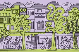 Cityscape in line with figures by Imperial Art House