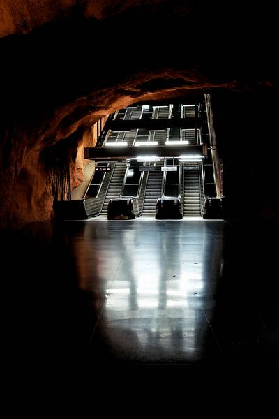 Illuminated subway station by David Heyer