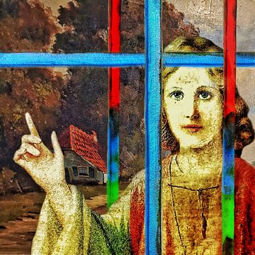 Lockdown (Jesus figure behind colourful bars) by Ruben van Gogh - smartphoneart