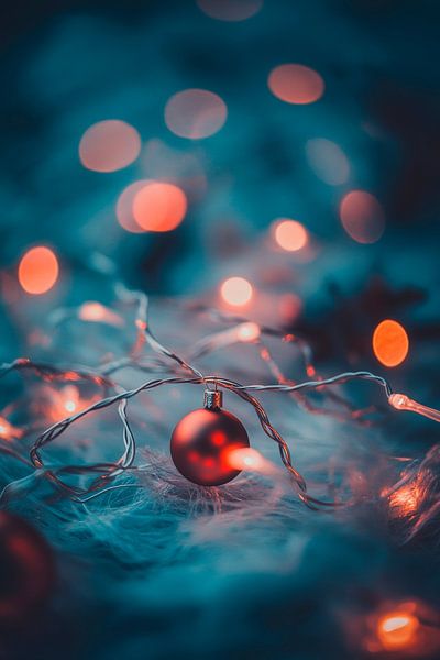 Kerstverlichting en kerstballen van Poster Art Shop