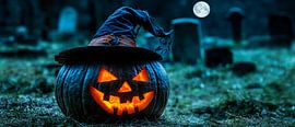 Spooky pumpkin lantern in the moonlight by Poster Art Shop