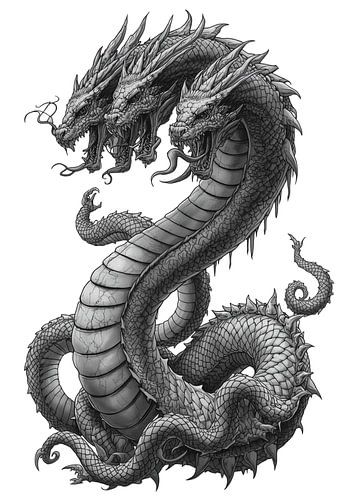 Lernaeische Hydra: Detaillierte mythologische Grafik