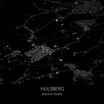Zwart-witte landkaart van Hulsberg, Limburg. van Rezona