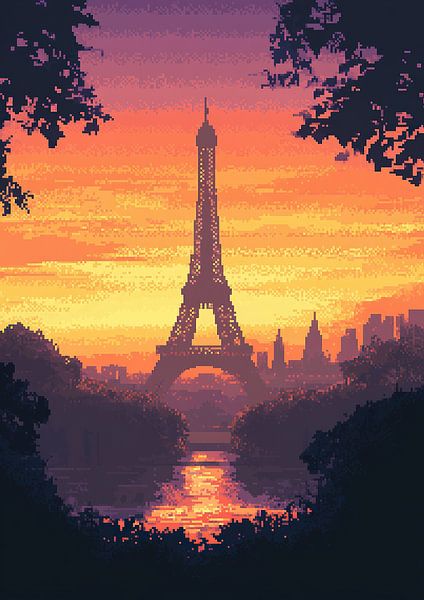 Paris Eiffel Tower - Pixel Art by Niklas Maximilian