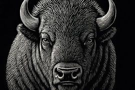 Zwart-wit bizon portret van Imperial Art House