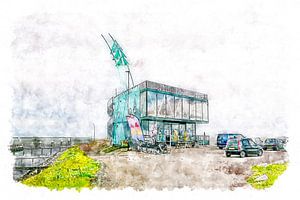 Café de bord de mer De Punt à Vlissingen (aquarelle)