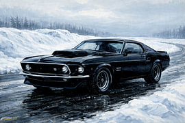 Driving Through History – Ford Mustang Boss 429 – 1969 by Johannas Art Creations