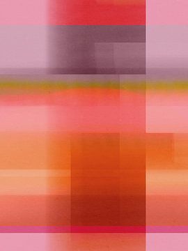 Retro moderne geometrische Kunst in Rosa, Orange, Violett und Moosgrün