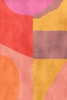 70s Retro veelkleurige abstracte vormen. Geel, warm bruin, rood, oranje en roze