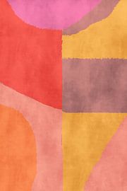 70s Retro multicolor abstract shapes. Yellow, warm brown, red, orange and pink by Dina Dankers