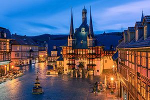Das berühmte Rathaus in Wernigerode, Harz, Sachsen-Anhalt, Deutschland