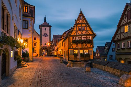 Een avond in Rothenburg ob der Tauber, Duitsland