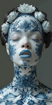 Woman in delft blue by Bert Nijholt