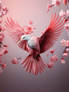 Royaume des oiseaux | rose sur Eva Lee