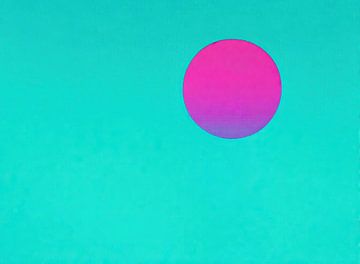Roze Turquoise | Roze Cirkel op Turquoise Achtergrond van Modern Collection