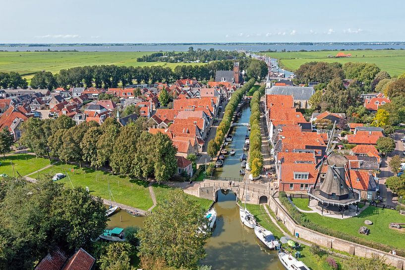 Aerial view of the historic town of Sloten in Friesland Netherlands by Eye on You