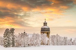 Kerk van Rödön in Zweden van Hamperium Photography