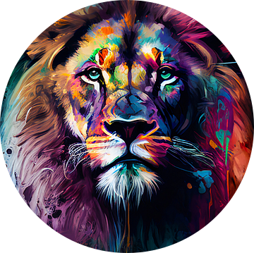 Kleurrijke leeuw - schilderij van drdigitaldesign
