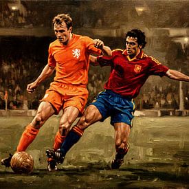 Peinture à l'huile : Pays-Bas - Portugal (football) sur Jan Keteleer