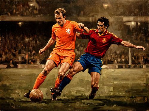 Peinture à l'huile : Pays-Bas - Portugal (football)