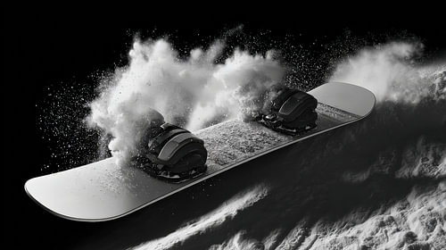 Snowboard in de sneeuw panorama
