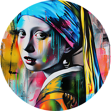 Het meisje met de parel in een street art look