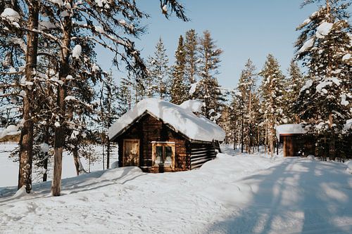 Cottage in the snow Lapland