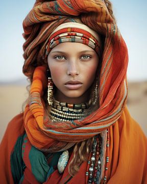 Colourful portrait "Nomad girl" by Carla Van Iersel