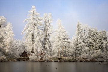 Winterlandschap met jachthuis bij Mühlingen in Hegau van BlattArt - Christine Horn