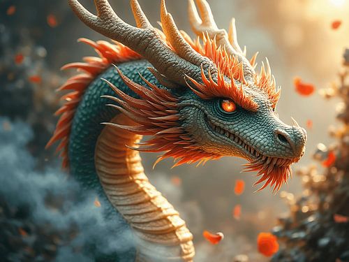A close-up of a young blue dragon