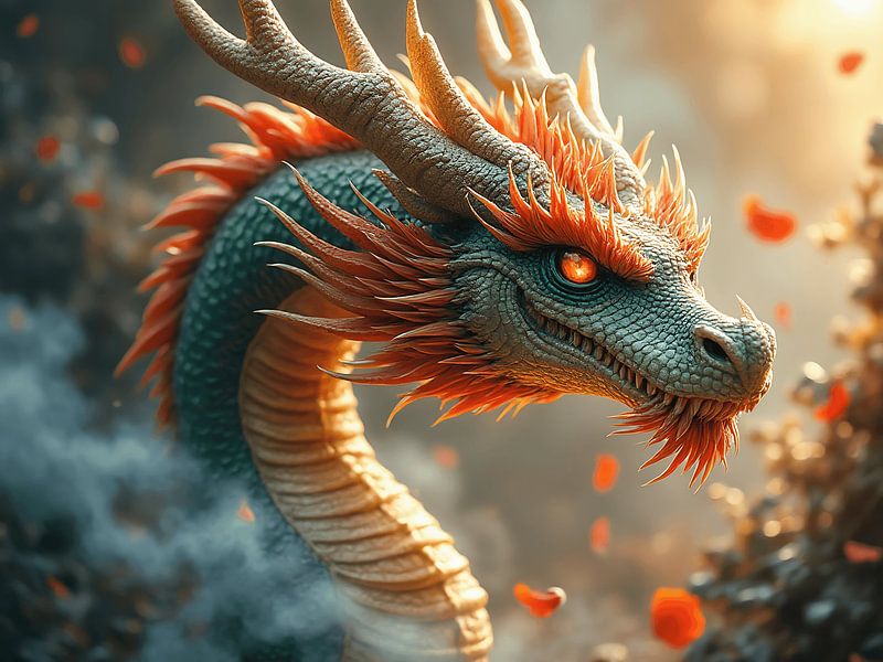 A close-up of a young blue dragon by The Photo Artist