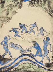Max Pechstein, La danse (Danseurs et baigneurs à l'étang de la forêt), 1912