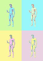 Pop Art mannelijke pin-ups in pastelpanelen