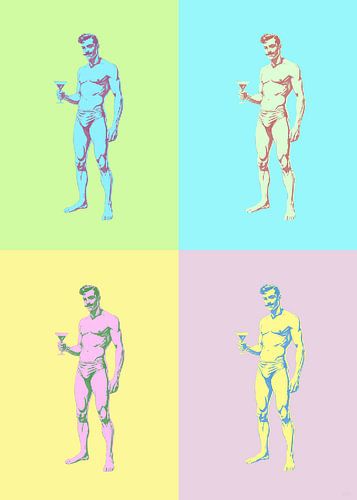 Pop Art Männliche Pin-Ups in Pastelltönen