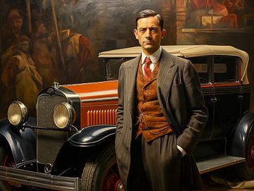 Homme américain indépendant avec une voiture américaine des années 1920 sur Animaflora PicsStock