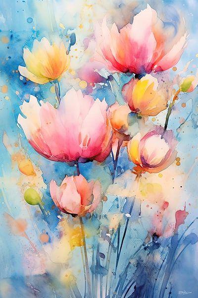 Abstraktes Bild einer Blume/Blumen. von Gelissen Artworks