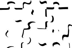 "only shadows" (nur die Schatten) in schwarz-weißen Puzzleteilen (weiß) 2: 3 von Marjolijn van den Berg