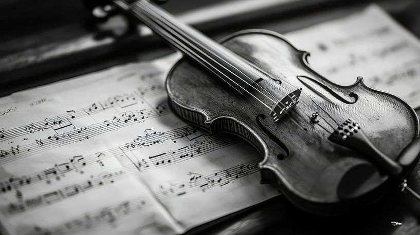 Musikinstrument in Schwarz und Weiß von Gelissen Artworks