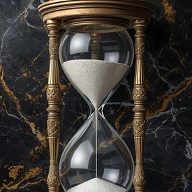 Eternity in Sand: Hourglass on Black Gold Marble by Sergej Gello