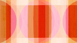 Mid Century Bauhaus Shapes Ochre Yellow Coral Red Peach