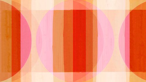 Mid Century Bauhaus Shapes Ochre Yellow Coral Red Peach