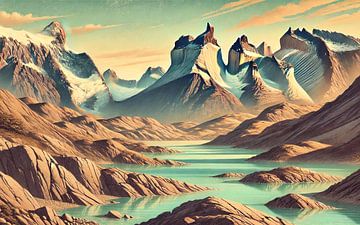 Vintage Chile, Torres del Paine Poster von Chromatic Fusion Studio