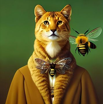 chats surréalistes avec abeilles sur Carina Dumais