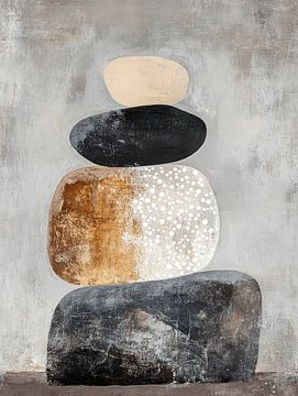 Gestapelde stenen in Japandi stijl van Japandi Art Studio