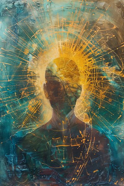 Angelic presence in turquoise and gold by artefacti