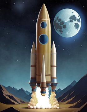 Raket naar de maan van Fine Art Studios
