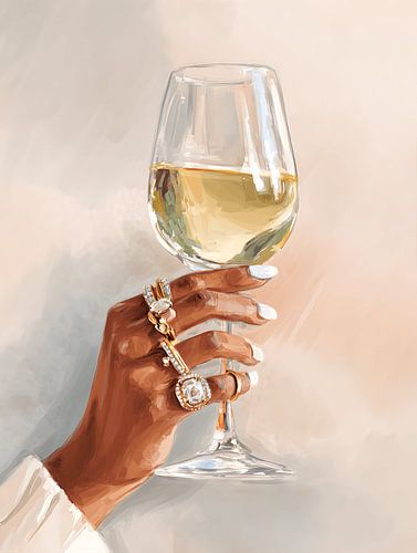 Elegante hand met wijnglas