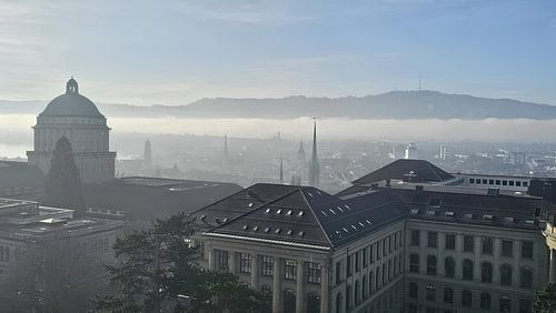 Morgendlicher Dunst über den Dächern von Zürich