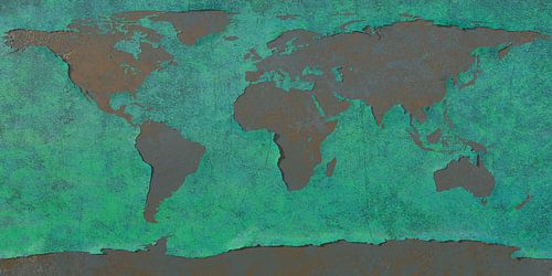 Afbladderende wereldkaart, blauw