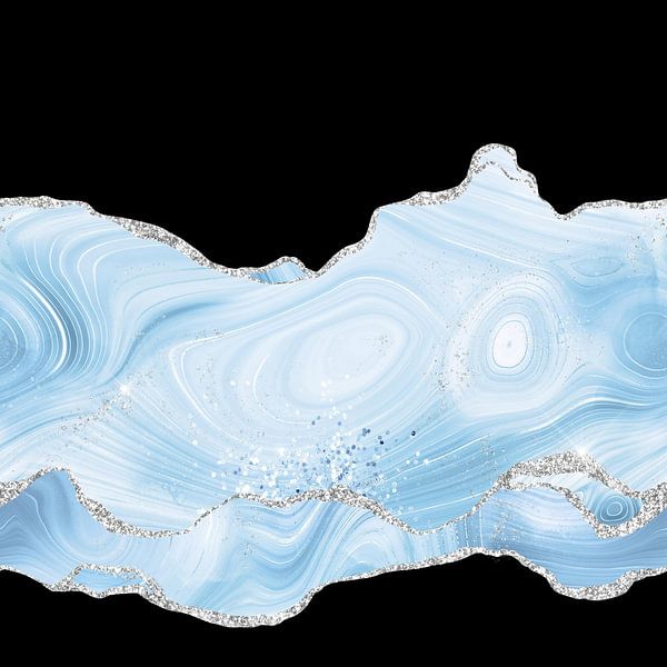 Blauw &amp; Zilver Agaat Glitterstructuur 04 van Aloke Design